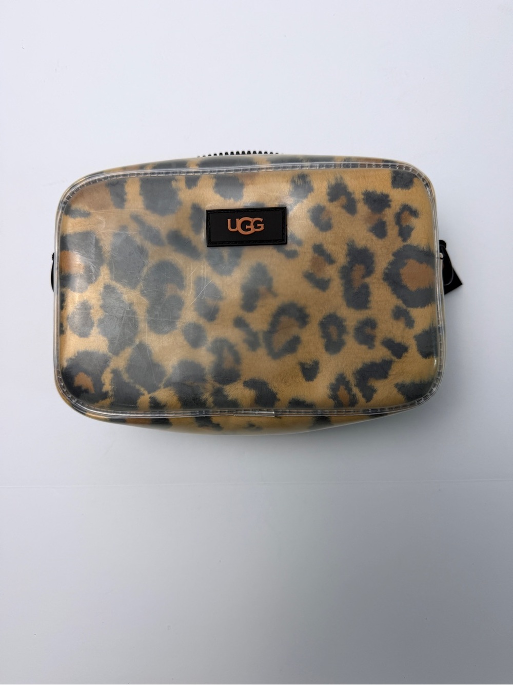 UGG Leopard Print Cosmetic Bag Clear PVC Travel Makeup Case Toiletry Organizer